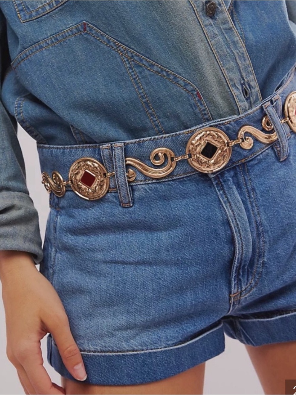House of Harlow 1960 Gold Multicolor Enamel Medallion Chain Belt adjustable NWT